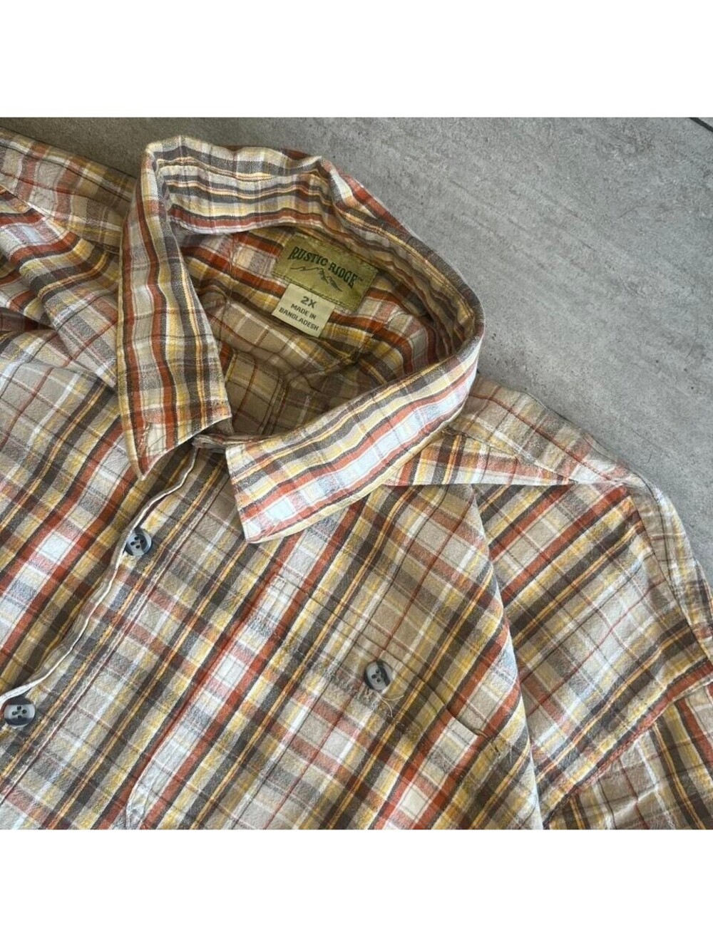 Rustic Ridge s 2X   Plaid Button Down  Tan - Picture 3 of 5